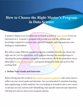 How to Choose the Right Master’s Program in Data Science