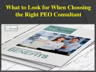 What to Look for When Choosing the Right PEO Consultant