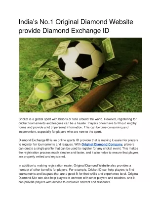 India’s No.1 Original Diamond Website provide Diamond Exchange ID