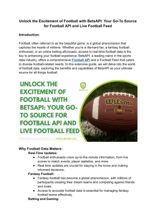 Unlock the Excitement of Football with BetsAPI_ Your Go-To Source for Football API and Live Football Feed