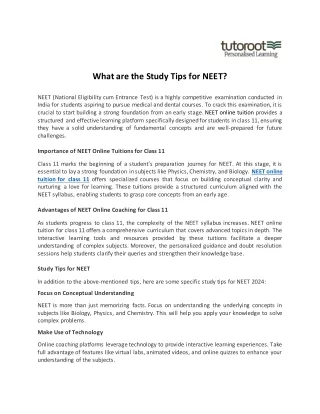 What are the Study Tips for NEET?
