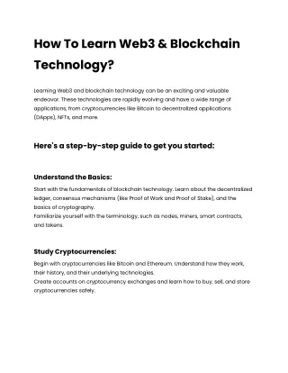 How To Learn Web3 & Blockchain Technology_