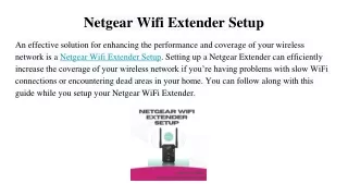 Netgear Wifi Extender Setup