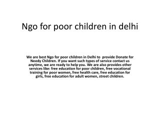 Ngo for poor children in delhi