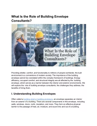 What Is the Role of Building Envelope Consultants