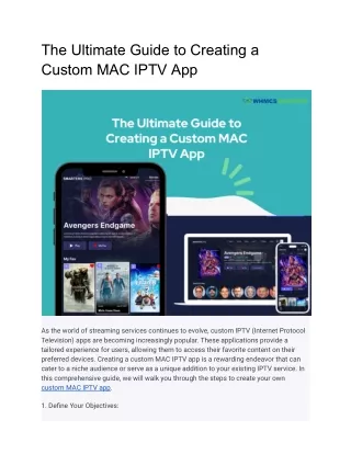 The Ultimate Guide to Creating a Custom MAC IPTV App