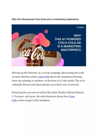 Why this AI-powered Coca Cola ad is a marketing masterpiece