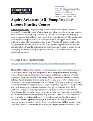 Aquire Arkansas (AR) Pump Installer License Practice Course