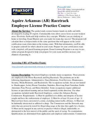 Aquire Arkansas (AR) Racetrack Employee License Practice CourseAbout the Service