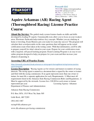 Aquire Arkansas (AR) Racing Agent (Thoroughbred Racing) License Practice Course