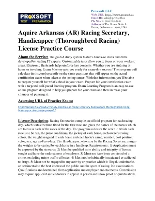 Aquire Arkansas (AR) Racing Secretary, Handicapper (Thoroughbred Racing) License