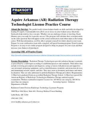 Aquire Arkansas (AR) Radiation Therapy Technologist License Practice Course