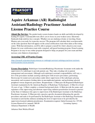 Aquire Arkansas (AR) Radiologist Assistant/Radiology Practioner Assistant Licens