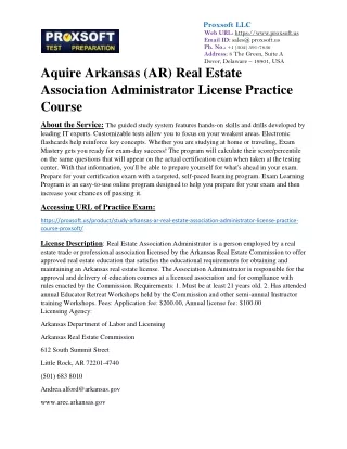 Aquire Arkansas (AR) Real Estate Association Administrator License Practice Cour