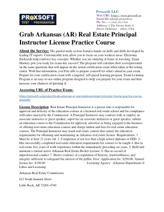 Grab Arkansas (AR) Real Estate Principal Instructor License Practice Course