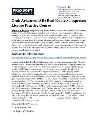 Grab Arkansas (AR) Real Estate Salesperson License Practice Course