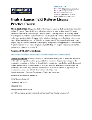 Grab Arkansas (AR) Referee License Practice Course