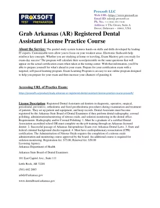 Grab Arkansas (AR) Registered Dental Assistant License Practice Course