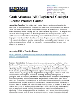 Grab Arkansas (AR) Registered Geologist License Practice Course