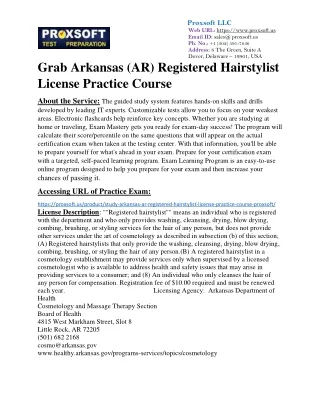 Grab Arkansas (AR) Registered Hairstylist License Practice Course