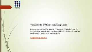 Variables In Python  Simplealgo.com