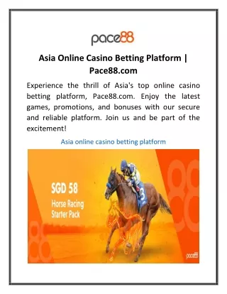 Asia Online Casino Betting Platform