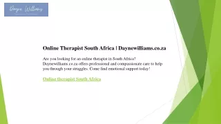 Online Therapist South Africa  Daynewilliams.co.za