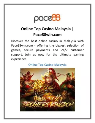 Online Top Casino Malaysia | Pace88win.com