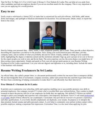 What Hollywood Can Teach Us About professional cv sri lanka