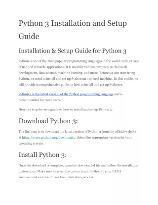 Python 3 Installation and Setup Guide