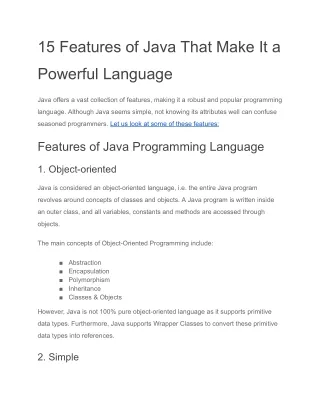 15 Features of Java That Make It a Powerful Language