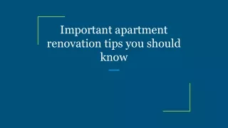 Important apartment renovation tips you should know