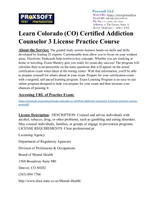 Learn Colorado (CO) Certified Addiction Counselor 3 License Practice Course