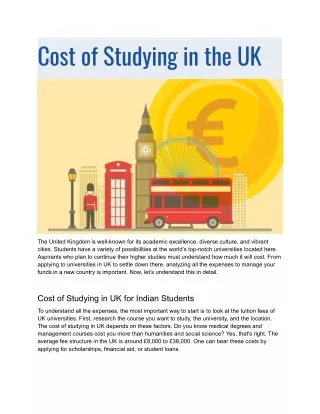 Estimated cost to study in UK