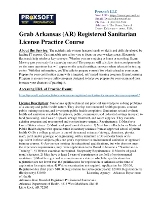 Grab Arkansas (AR) Registered Sanitarian License Practice Course