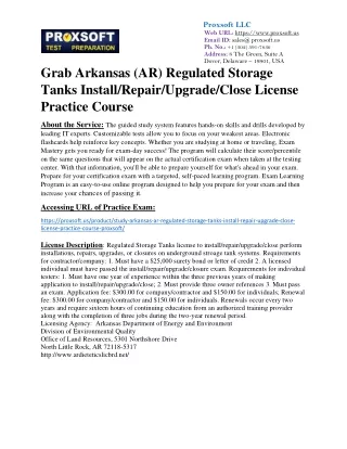 Grab Arkansas (AR) Regulated Storage Tanks Install/Repair/Upgrade/Close License