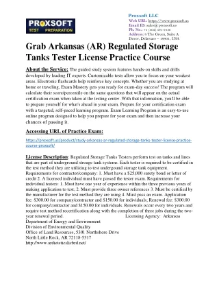 Grab Arkansas (AR) Regulated Storage Tanks Tester License Practice Course