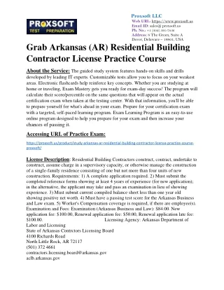 Grab Arkansas (AR) Residential Building Contractor License Practice Course