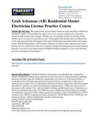 Grab Arkansas (AR) Residential Master Electrician License Practice Course