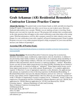 Grab Arkansas (AR) Residential Remodeler Contractor License Practice Course