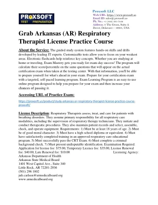 Grab Arkansas (AR) Respiratory Therapist License Practice Course