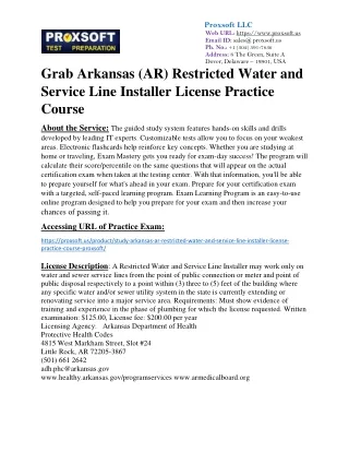 Grab Arkansas (AR) Restricted Water and Service Line Installer License Practice