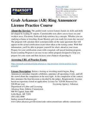 Grab Arkansas (AR) Ring Announcer License Practice Course