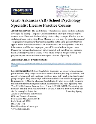 Grab Arkansas (AR) School Psychology Specialist License Practice Course