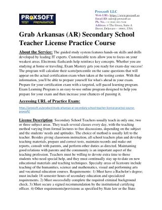 Grab Arkansas (AR) Secondary School Teacher License Practice Course