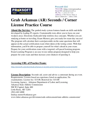 Grab Arkansas (AR) Seconds / Corner License Practice Course