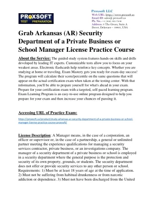 Grab Arkansas (AR) Security Department of a Private Business or School Manager L