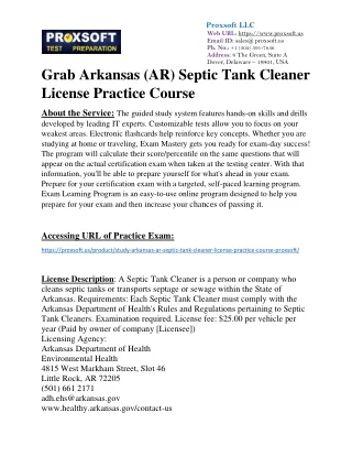 Grab Arkansas (AR) Septic Tank Cleaner License Practice Course