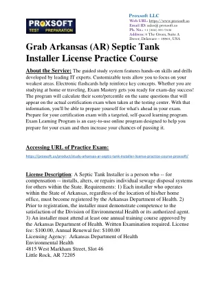 Grab Arkansas (AR) Septic Tank Installer License Practice Course