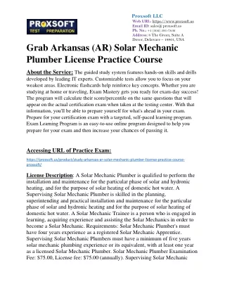 Grab Arkansas (AR) Solar Mechanic Plumber License Practice Course